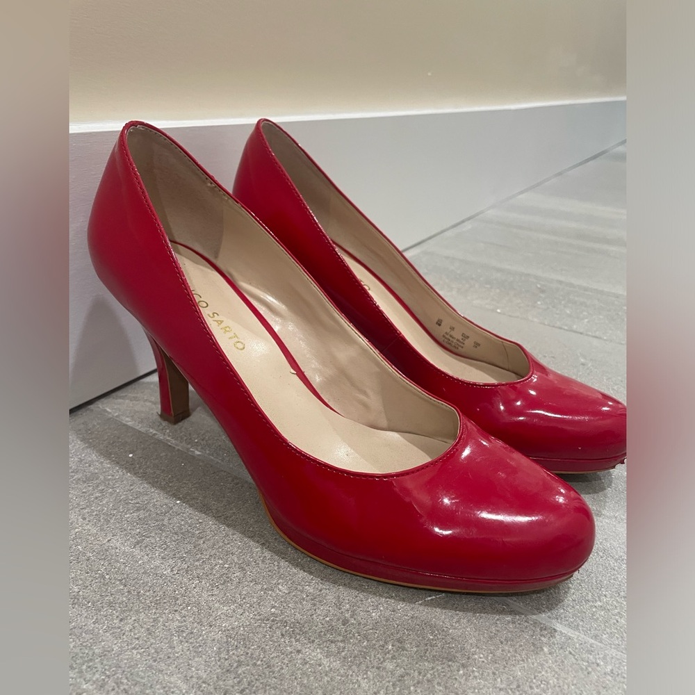 Franco Sarto Red patent leather pumps